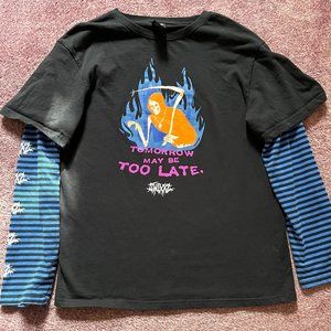 SWIXXZ - Unisex "Tomorrow May Be Too Late" Grim Reaper Striped Long Sleeve Shirt